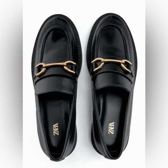Black Loafers With Gold Buckles - Picture 2 of 9